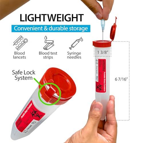 Shop Square Small Sharps Containers, Travel Sharps Container, Transportable Sharps Container with Locking Mechanism, Professional Grade Mini Sharps Container - 6 Count