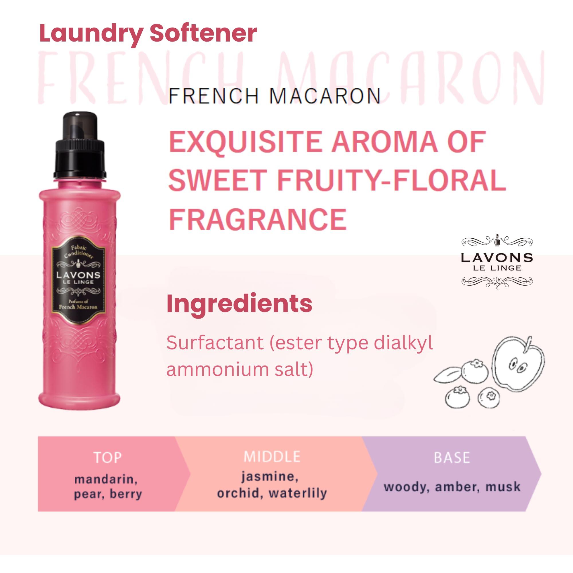 LAVONS LAVONS Fabric Conditioner, Fabric Softene rLiquid, for Laundry and Baby Clothes, Safe for Sensitive Skin, from Japan, 20.3 Fl Oz - French Macaron