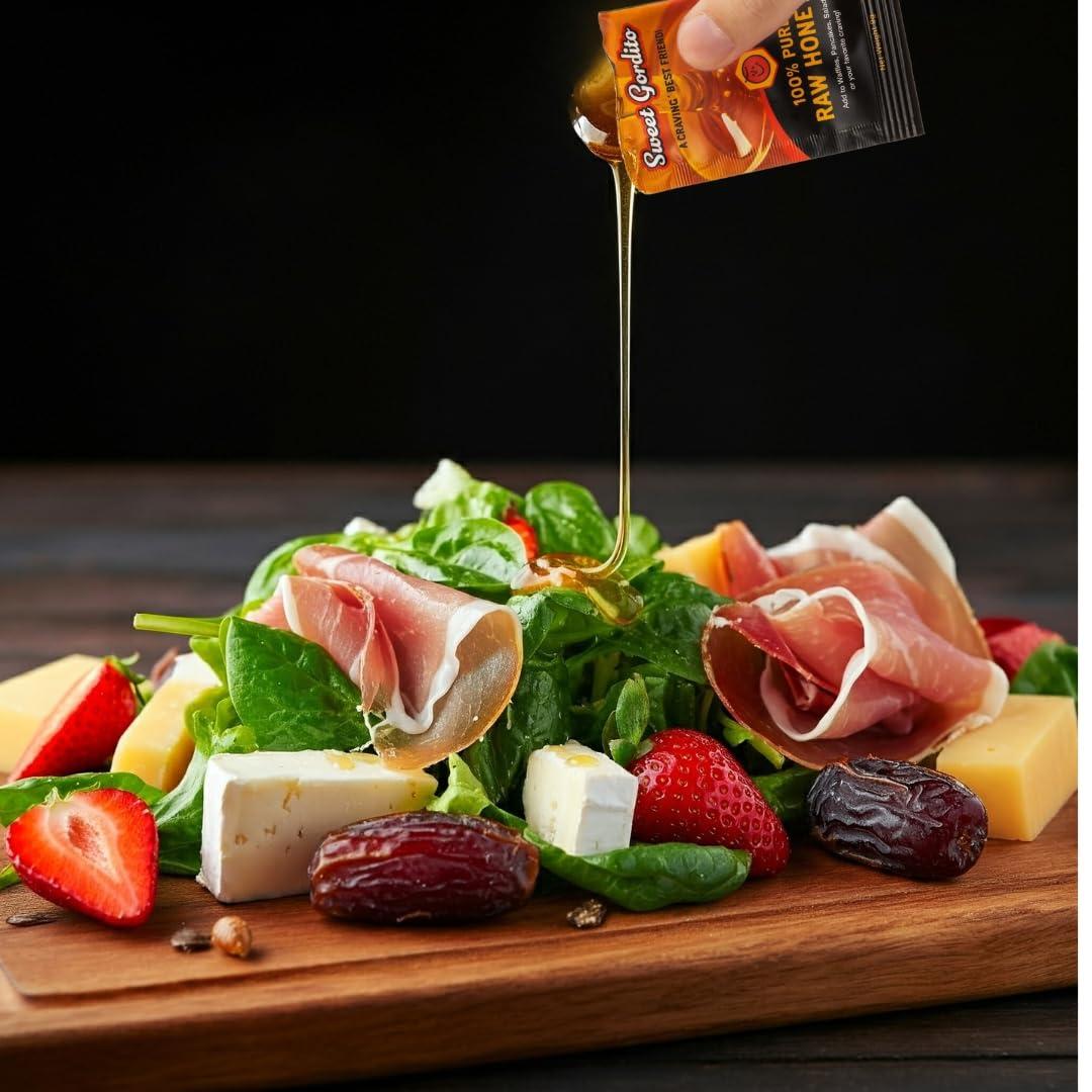 Sweet Gordito Raw Honey Sachets Ziplog (15 pack) - Ideal for coffee! Each Ziplog contains 15 sachets of 9g of delicious raw honey, perfect for on-the-go. Small size and portability make it easy to enjoy the sweet taste without refrigeration. Perfect for sweetening