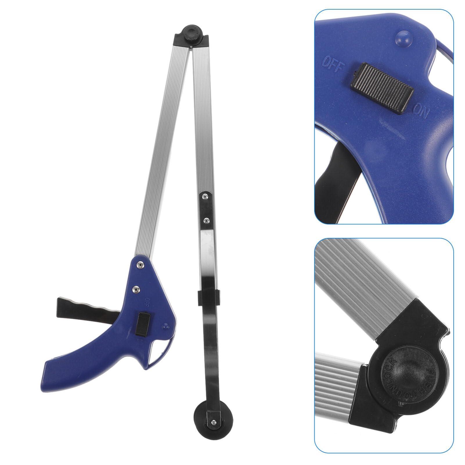 Garneck Garneck Trash Grabber Folding Trash Tongs Outdoor Fireplace Tools Trash Pick Clips Pincher Grab Tool Rubber Charcoal Handle Elder Grabber Pickup Tool