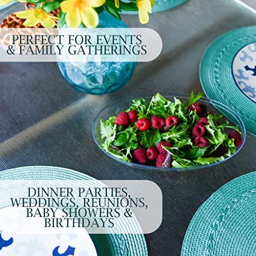 PLASTICPRO PLASTICPRO Disposable Oval Serving Bowls, Party Snack or Salad Bowl, 32-Ounce, Plastic Crystal Clear Pack of 8