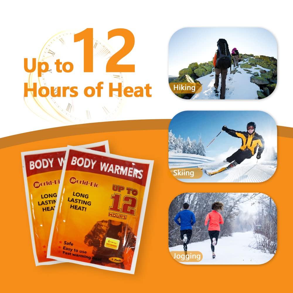 WOTING Body Warmers Adhesive 40 Packs, Disposable Body Warmers Long Lasting Safe Natural Odorless Air Activated Warmers Up to 12 Hours of Heat - Stick Body Warmers Natural Warm Patch for Cold Weather