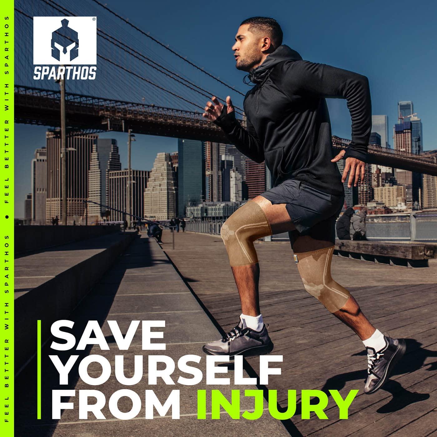 Sparthos Sparthos Knee Compression Sleeves by (Pair) - Support for Sports, Running, Joint Pain Relief - Knee Brace for Men and Women Walking Cycling Football Tennis Basketball Hiking Workout Jogging (Beige-S)