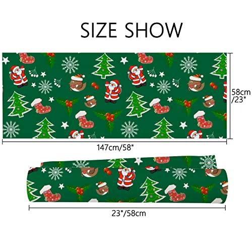 Vantaso Christmas Tree Santa Green Wrapping Paper Rolls for Birthday Weddings Holiday Pack of 3 Roll Gift Wrapping Paper 23 x 58 inch Per roll