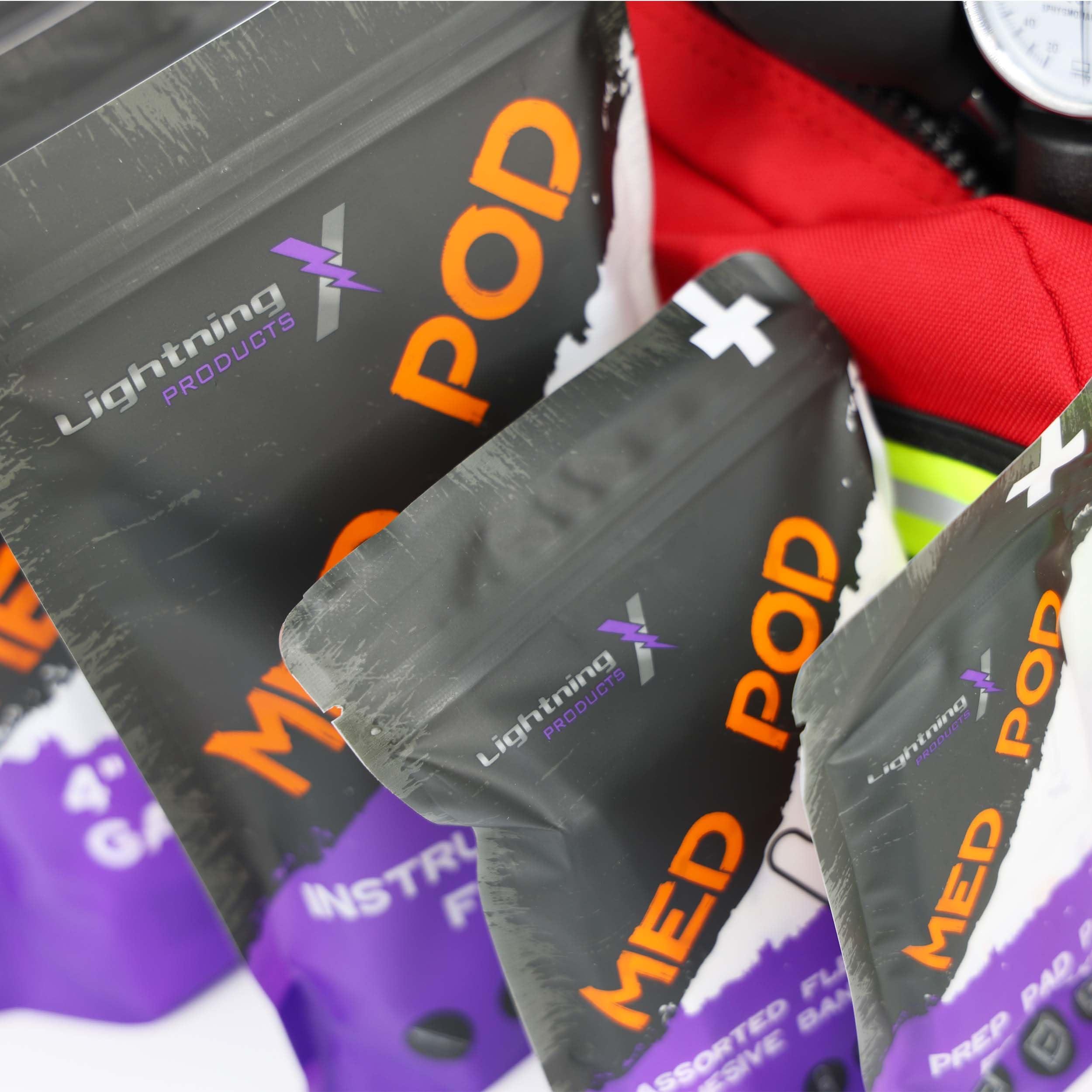 Lightning X Products Lightning X Pre-Stocked EMS/EMT Trauma Kit w/Large First Responder Bag & 256 First Aid Medical Supplies - RED