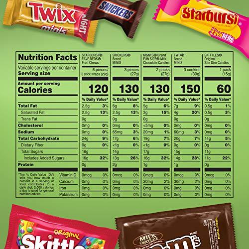 Mars M&M\'S, SNICKERS, TWIX, STARBURST & SKITTLES Halloween Chocolate Candy Fun Size & Minis Variety Mix 127.78-Ounce 350-Piece Bag