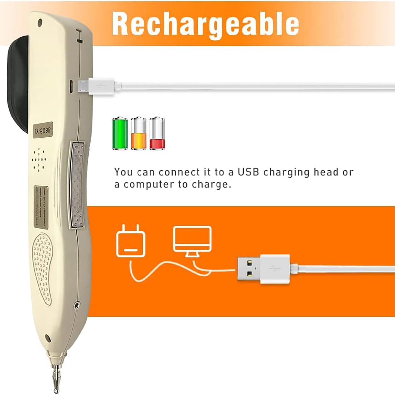 GGFSSQ Electronic Acupuncture Pen - Acupressure Pen - Electric Acupuncture Pointer, Massage Pen, Rechargable, Find Acupoints Automatically with 3 Massage Heads