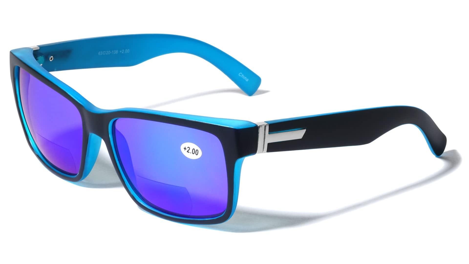 V.W.E. V.W.E. Men Large Bifocal Outdoor Sunglasses Reader 150mm Wide Reading Glasses (Blue Mirror, 1.75, multiplier_x)