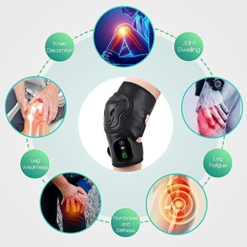 KDFJ Heated Knee Brace Wrap, Heated Knee Massager, 3-Level Adjustable Heating Massage Function with LED Temperature Display Screen for Knee Relax-Single