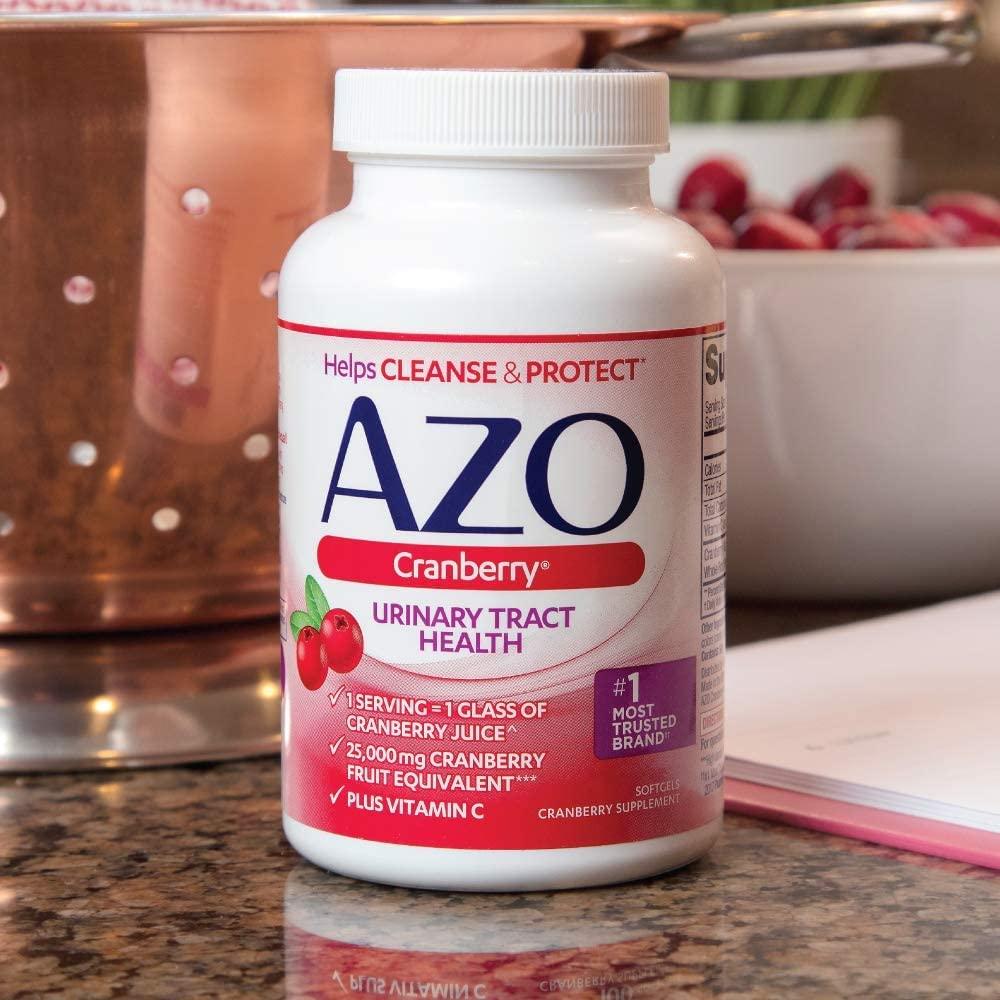AZO AZO Cranberry Urinary Tract Health Supplement, 1 Serving : 1 Glass of Cranberry Juice, Sugar Free Cranberry Pills, Non-GMO, 3 Month Supply, 100 Softgels (Pack of 2)