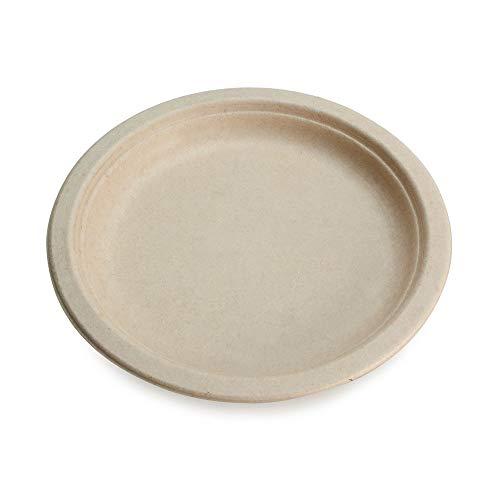 Earth's Natural Alternative 100% Compostable Disposable Paper Plates Bulk [10" 50 Pack], Bamboo Plates, Eco Friendly, Biodegradable, Sturdy Large Dinner Party Plates, Heavy-Duty, Unbleached by Earth's Natural Alternative