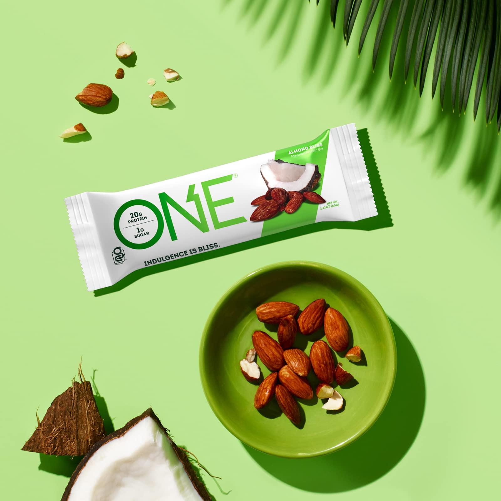 ONE ONE Protein Bars, Almond Bliss & Caramel Macchiato, Gluten Free with 20g Protein, 12 Count