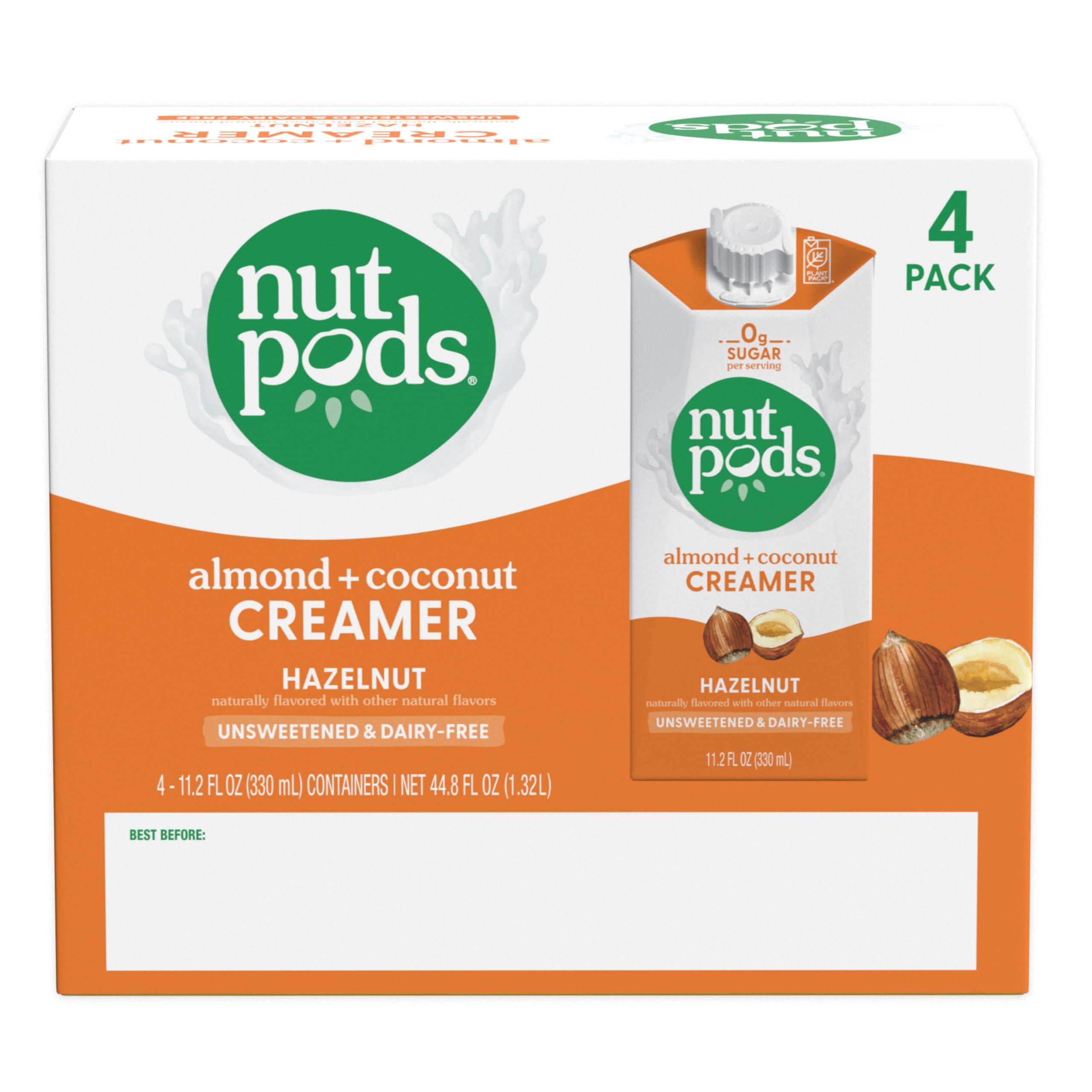 nutpods nutpods Hazelnut Creamer - Unsweetened Non Dairy Creamer Made from Almonds and Coconuts - Keto Creamer, Whole30, Gluten Free, Non-GMO, Vegan, Sugar Free, Kosher (4-Pack)