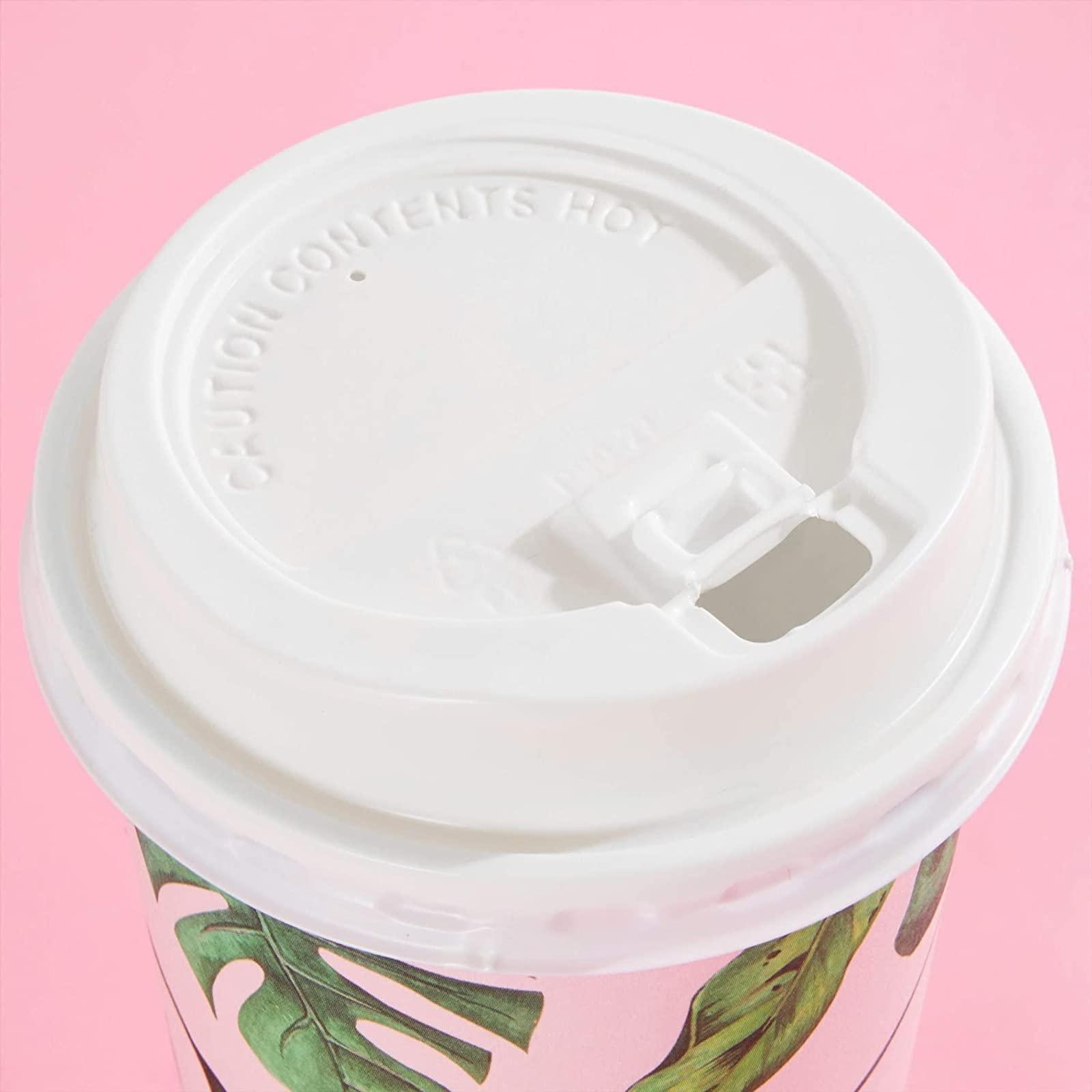 BLUE PANDA BLUE PANDA Disposable 16 oz Coffee Cups with Lids - Paper To-Go Coffee Cups for Themed Birthday Party, Wedding, Baby Shower - 48-Pack Tropical Design