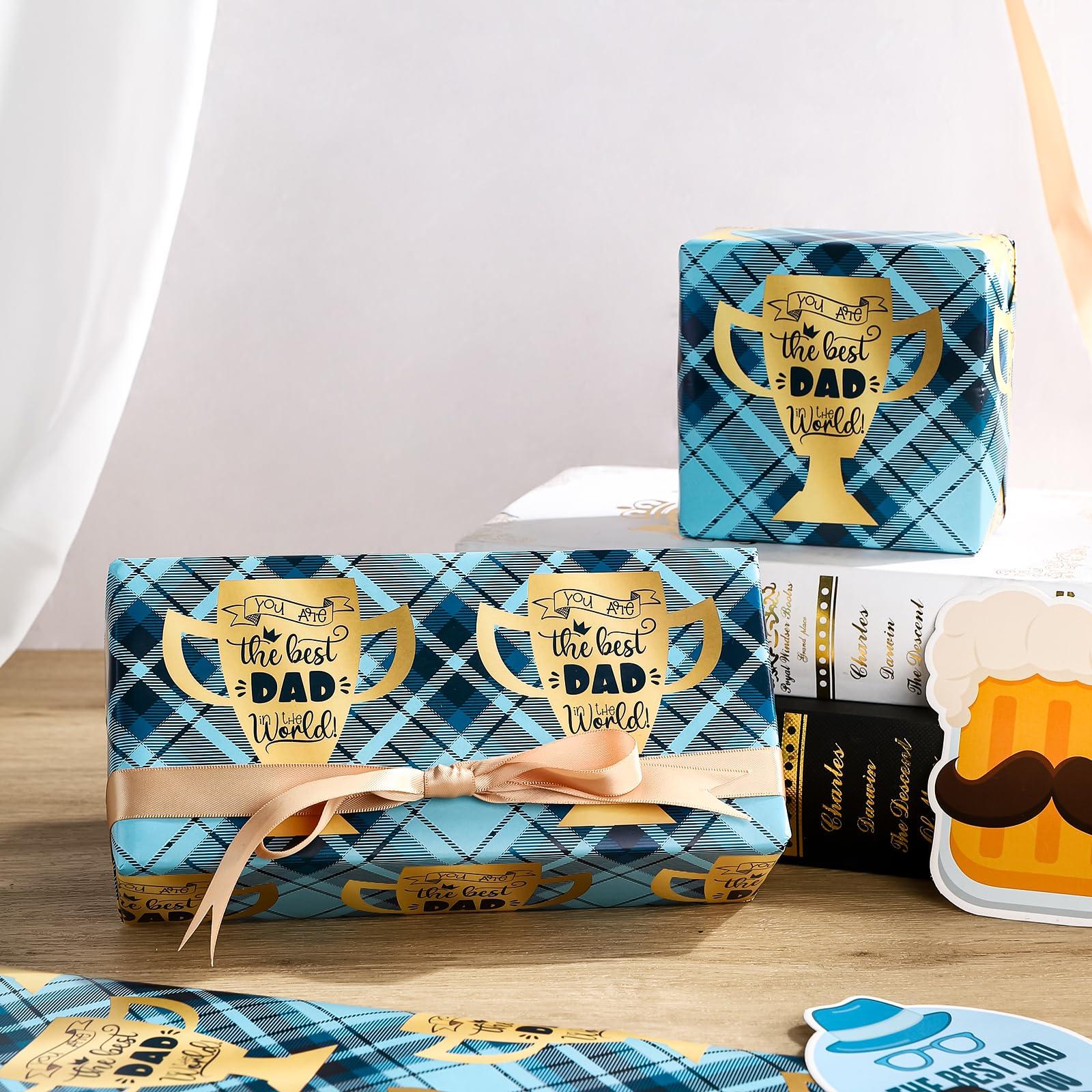 WRAPAHOLIC WRAPAHOLIC Father\'s Day Wrapping Paper - Mini Roll - 17 Inch X 33 Feet - You Are the Best Dad in the World Design for Party, Holiday