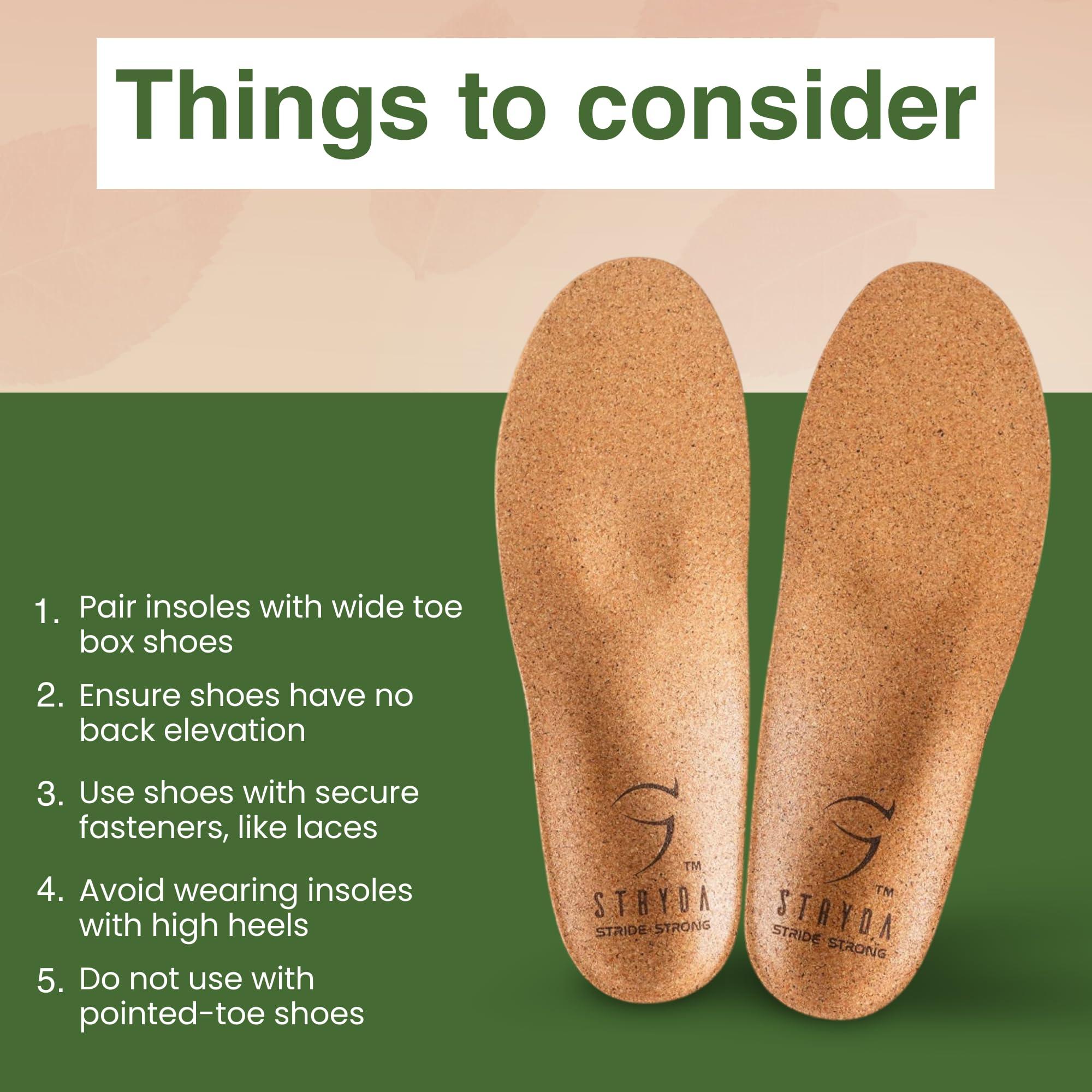 STRYDA STRYDA Orthopedic Insoles - 100% Cork Soles to Promote Natural Foot Function - Barefoot Friendly Shoe Inserts for Feet, Knees & Back - 100% Natural, Vegan - XL