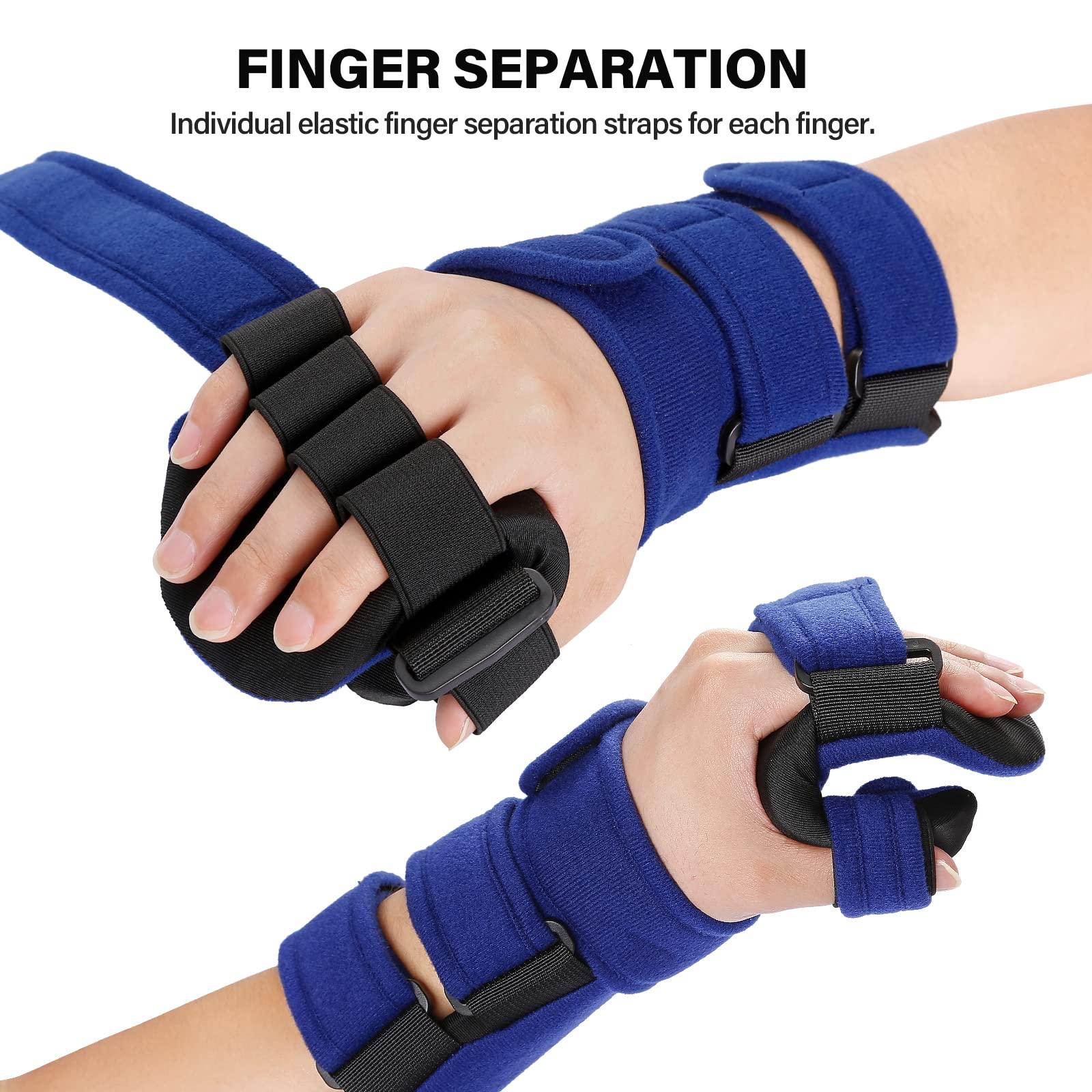 HOOMTREE HOOMTREE Stroke Resting Hand Splint Right&Left Resting Hand Splint with Finger Separator Functional Night Immobilizer Wrist Finger Brace for Carpel Tunnel Pain,Sprain Fracture,Tendonitis (Left,Blue)