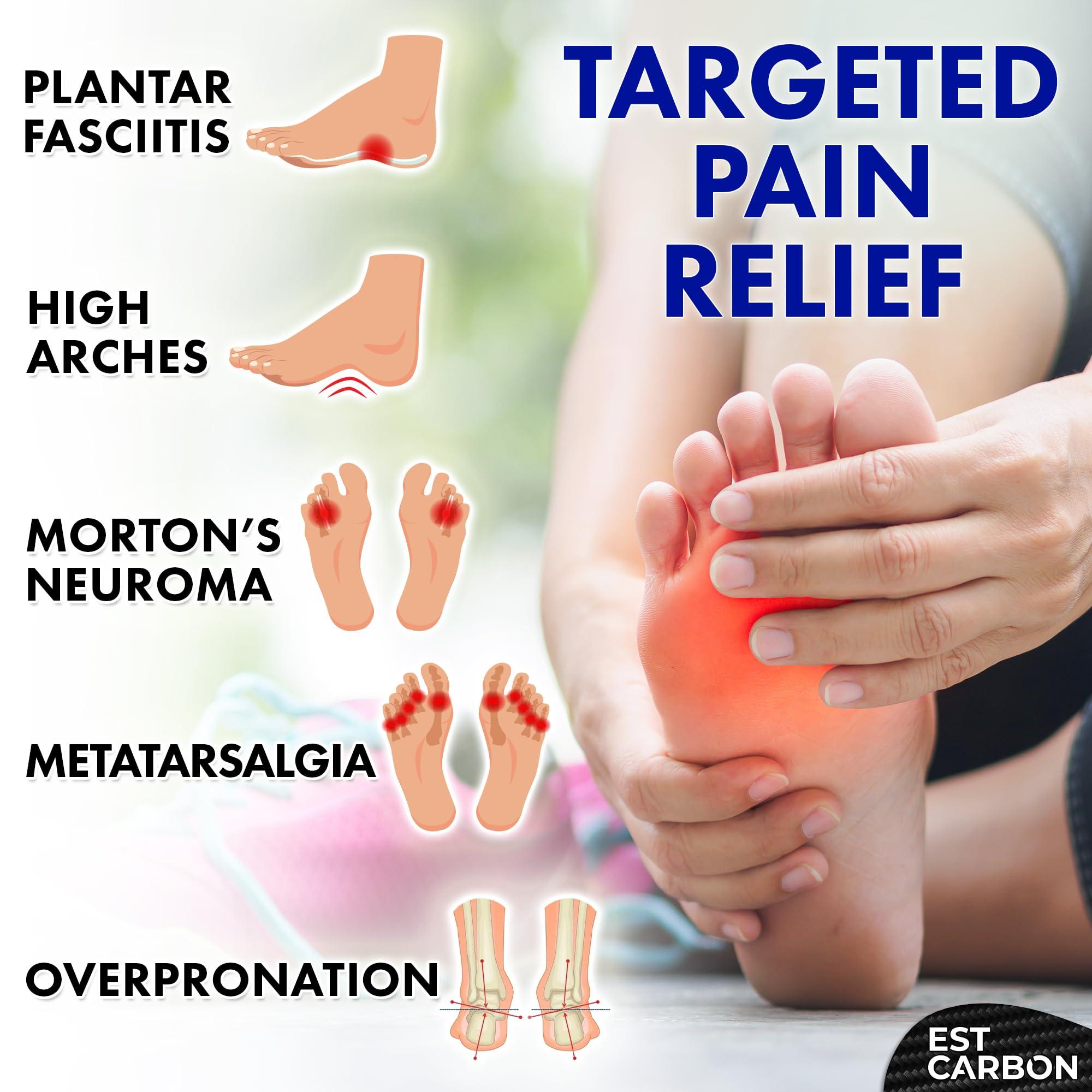 ESTCARBON Carbon Fiber Insole for Men & Women 1 PC Carbon Fiber Shoe Insert, Carbon Fiber Foot Plate - Hallux Rigidus Relief, Turf Toe, Mortons Extension, Big Toe, Carbon Fiber Insoles Women 8.5-9, Mens 7.5