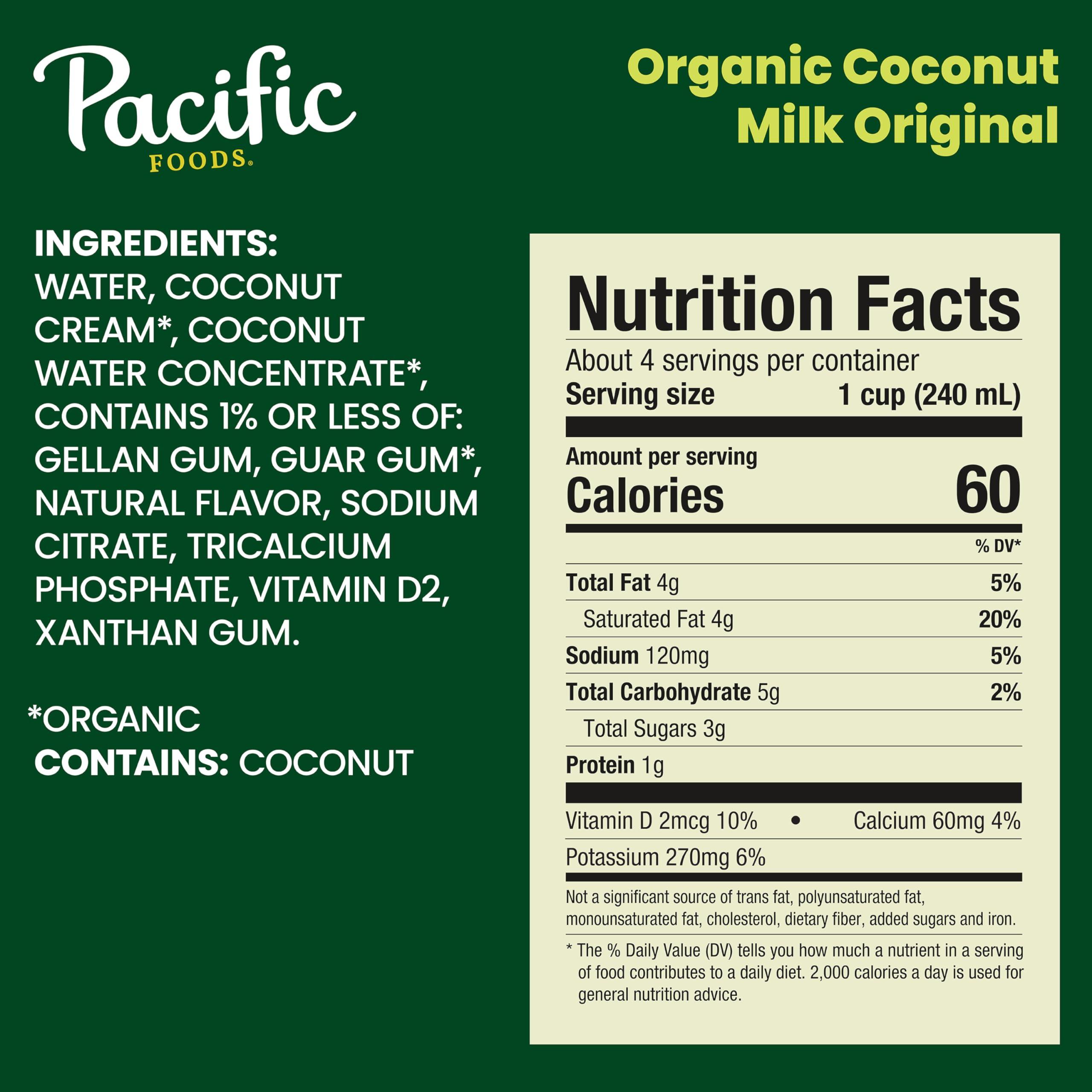 Pacific Foods Pacific Foods Original Organic Coconut Milk, Plant Based Milk, 32 oz Carton