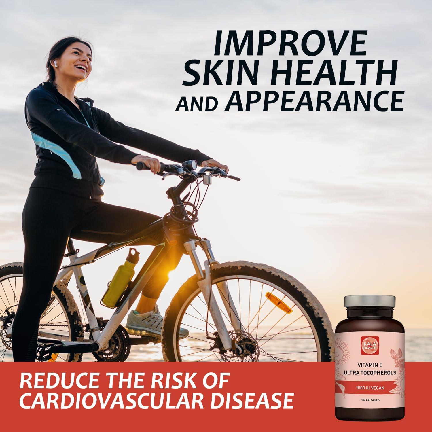 Kala Health Kala Health Vitamin E 1000 IU Ultra Tocopherol 450mg Vitamin E Vegan all 4 Tocopherols - Alpha Tocopherol + Beta Tocopherol + Gamma Tocopherol + Delta Tocopherol Unique d Alpha Tocopherol Vitamin E