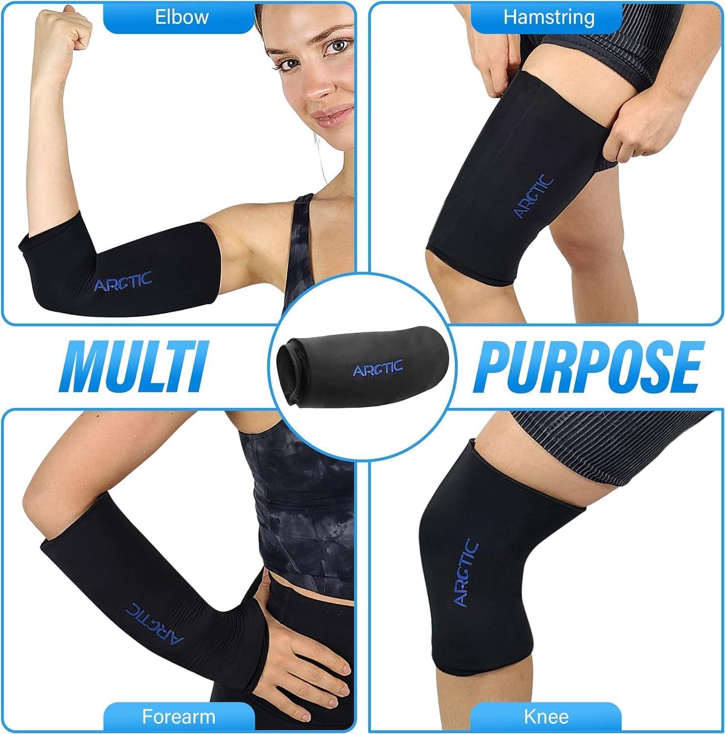 Arctic Neck Relief Cold Therapy Compression Ice Sleeve, Knee Ice Pack Wrap for Injuries, Elbow, Quad & Hamstring Relief, Flexible & Reusable Cold Wrap Recovery for Meniscus, ACL, MCL, Ice & Heat Therapy (X-Large)