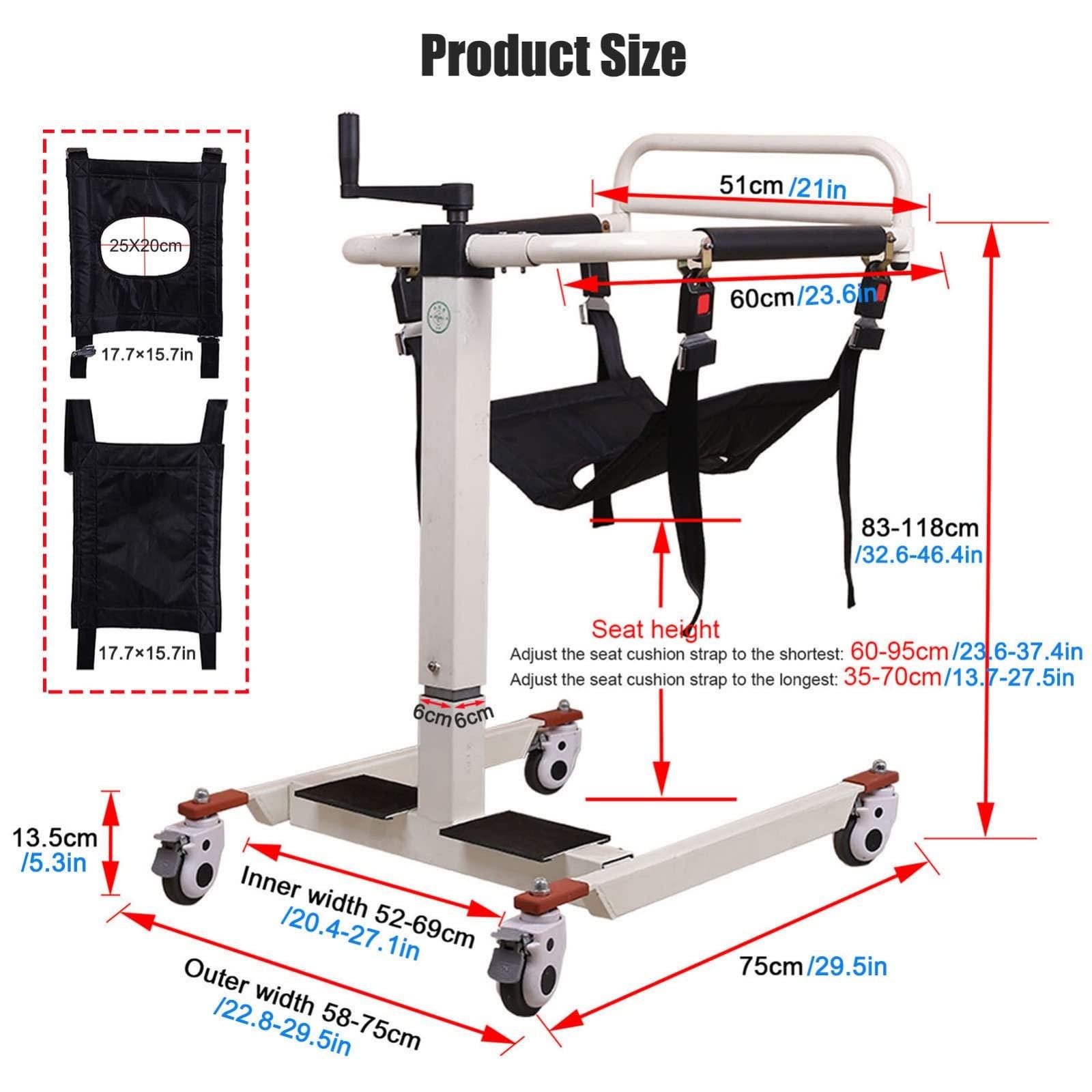 seveni seveni Wheel Lift Chair Patient Lift Transfer Machine Elderly Transport Chair Handicap Car Assist, Bathroom Wheelchair, Patient Lift for Home, Patient Lift Aid, Toilet Aids for Elderly