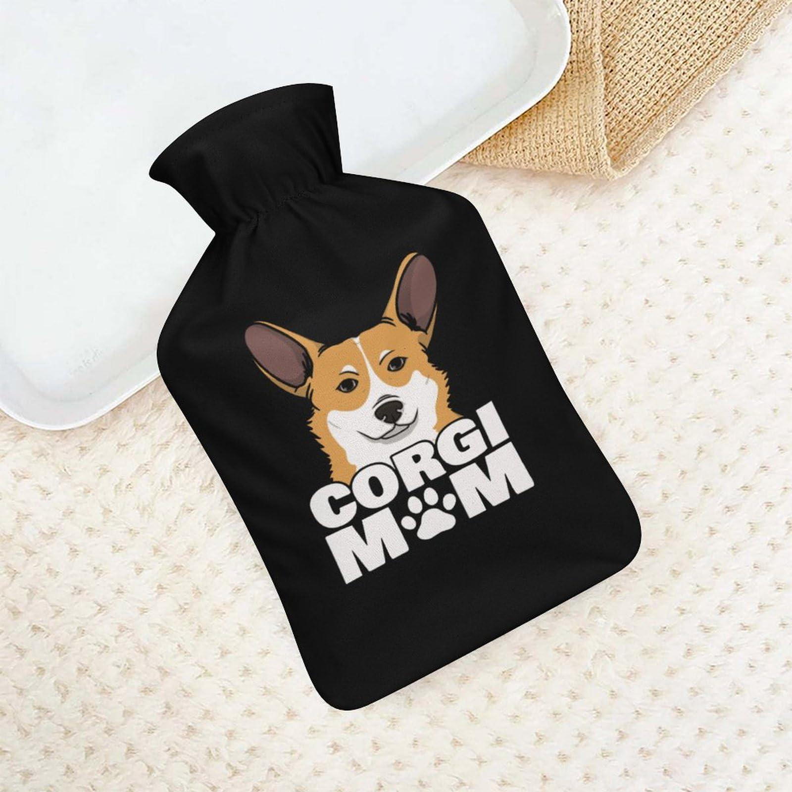 XKAWPC Corgi Dog Mom Hot Water Bottle with Cover Hot Water Bag for Hand & Feet Warmer