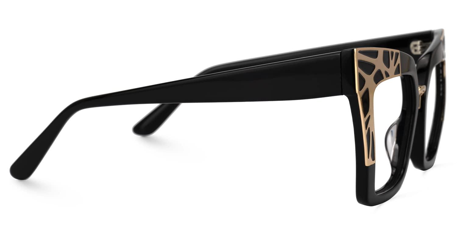 VOOGLAM VOOGLAM Square Blue Light Blocking Glasses Black Fashion Fake Glasses Frame for Women