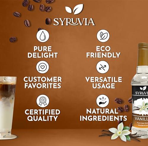 SYRUVIA Syruvia Vanilla Syrup for Coffee with Pump 25.4 fl oz Kosher,
