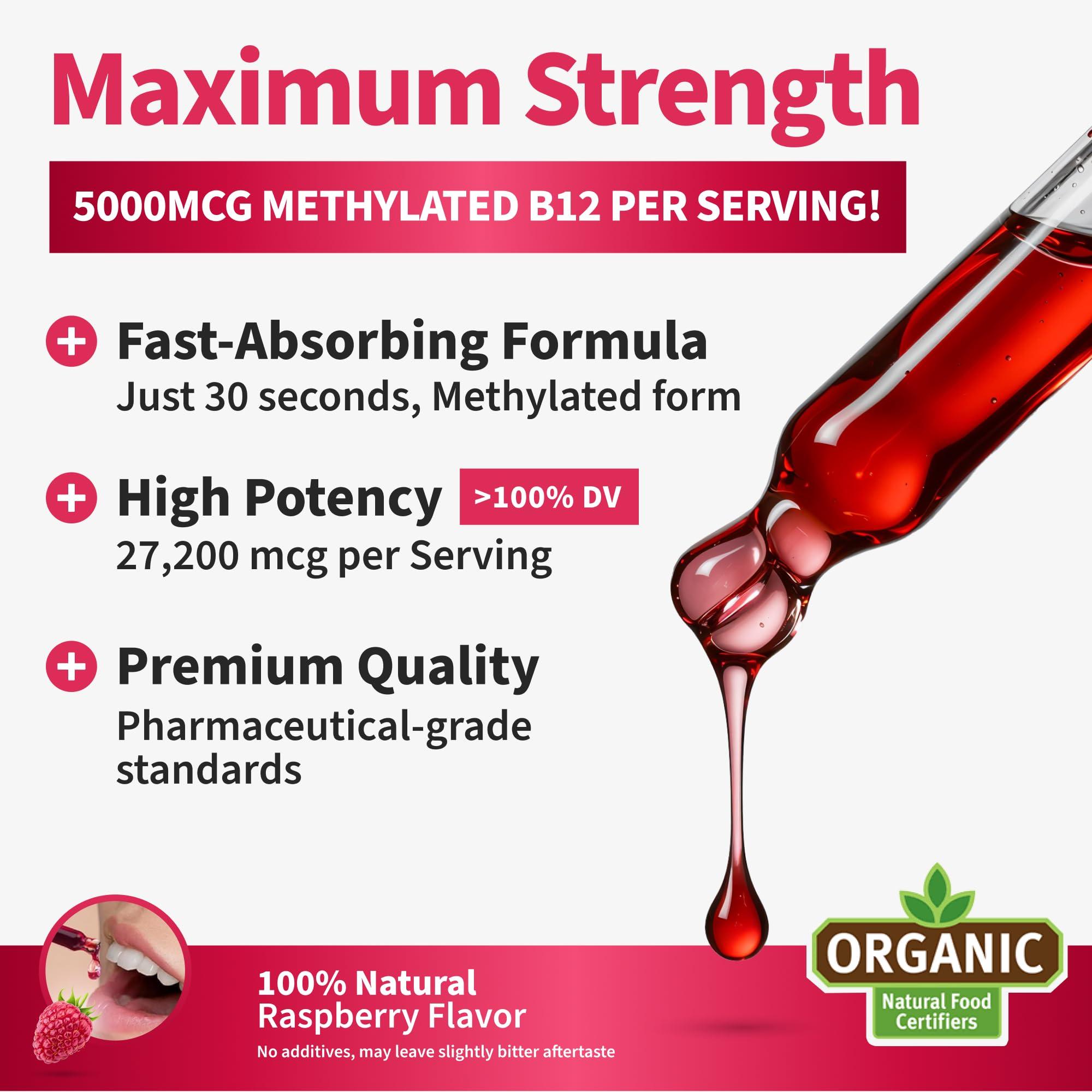 NUSAVA NUSAVA (2 Pack) Vitamin B12 and B6 Liquid Drops, Sublingual Vitamin B Complex B12 Methylcobalamin for Energy, Brain, Heart Support with 27,200 mcg, 80 Servings