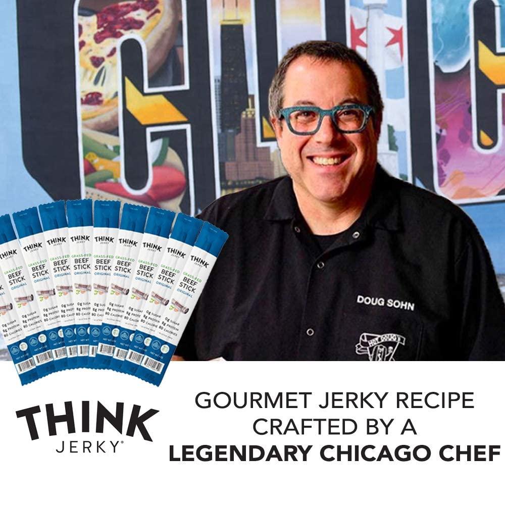 Think Jerky Think Jerky, Meat Stick Variety Pack, Original Grass-Fed Beef Sticks and All-Natural Turkey Sticks and Grass-Fed Jalapeno Beef Sticks (0.5 Ounce Sticks, Pack of 18 Sticks) - Sugar Free, Gluten Free, Non GMO, No Nitrates, Keto Friendly, Paleo, High Pr