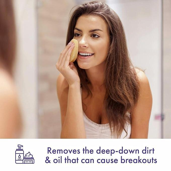 Buf-Puf Buf-Puf Gentle Facial Sponge, Dermatologist Developed, Removes Deep Down Dirt & Makeup That Causes Breakouts and Blackheads, Reusable, Exfoliating, 1 Count