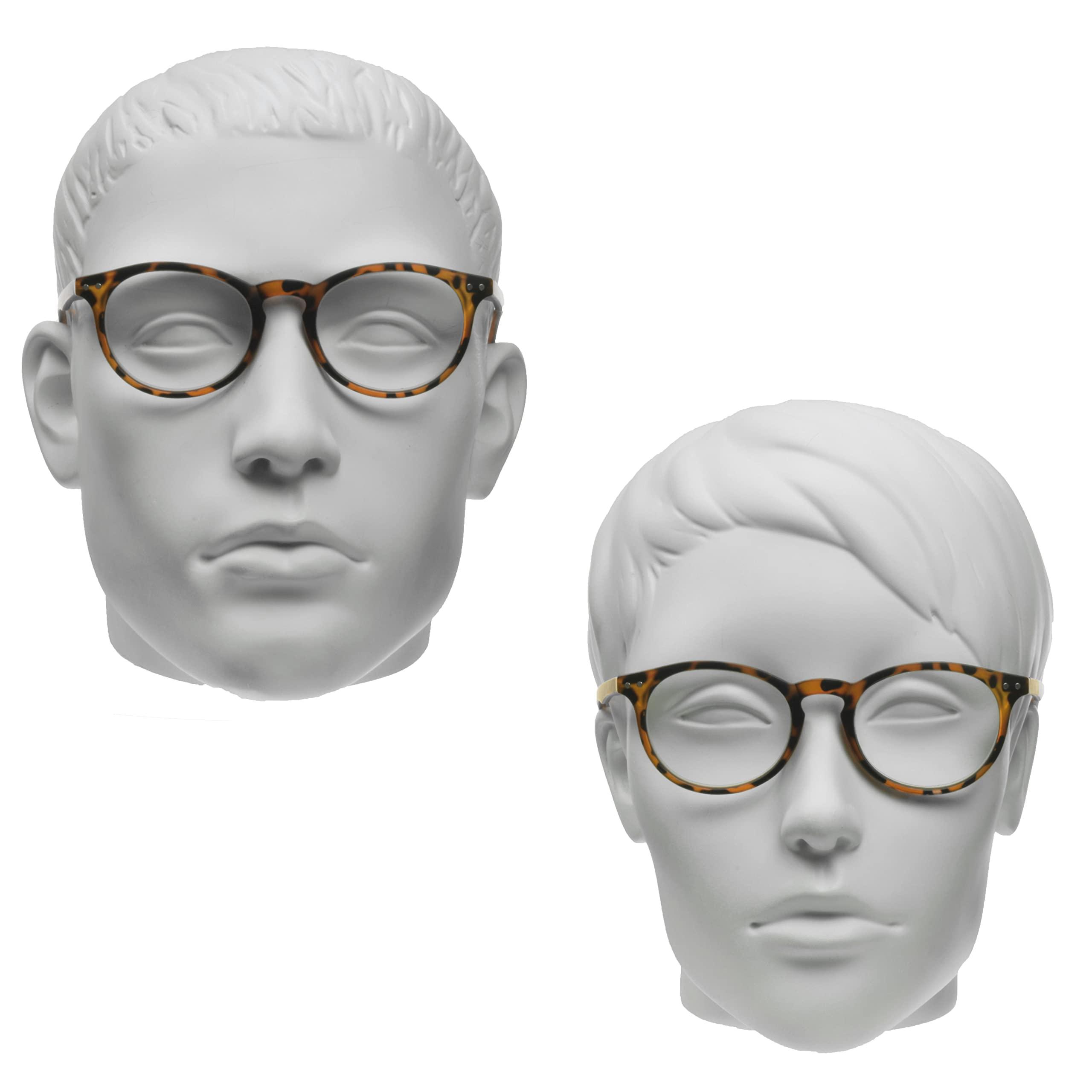 proSPORT proSPORT Round Vintage Retro Reading Glasses +3.50 Black and Tortoise Shell Brown Frame Stud Accents Men Women Small Light-Weight