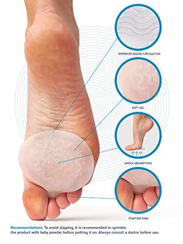 BRISON Metatarsal Pads Ball of Foot Cushions - Metatarsal Pads for Women and Men - Soft Gel Foot Pads Metatarsal Foot Forefoot Cushioning Foot Pain Relief - 2 Pairs Clear