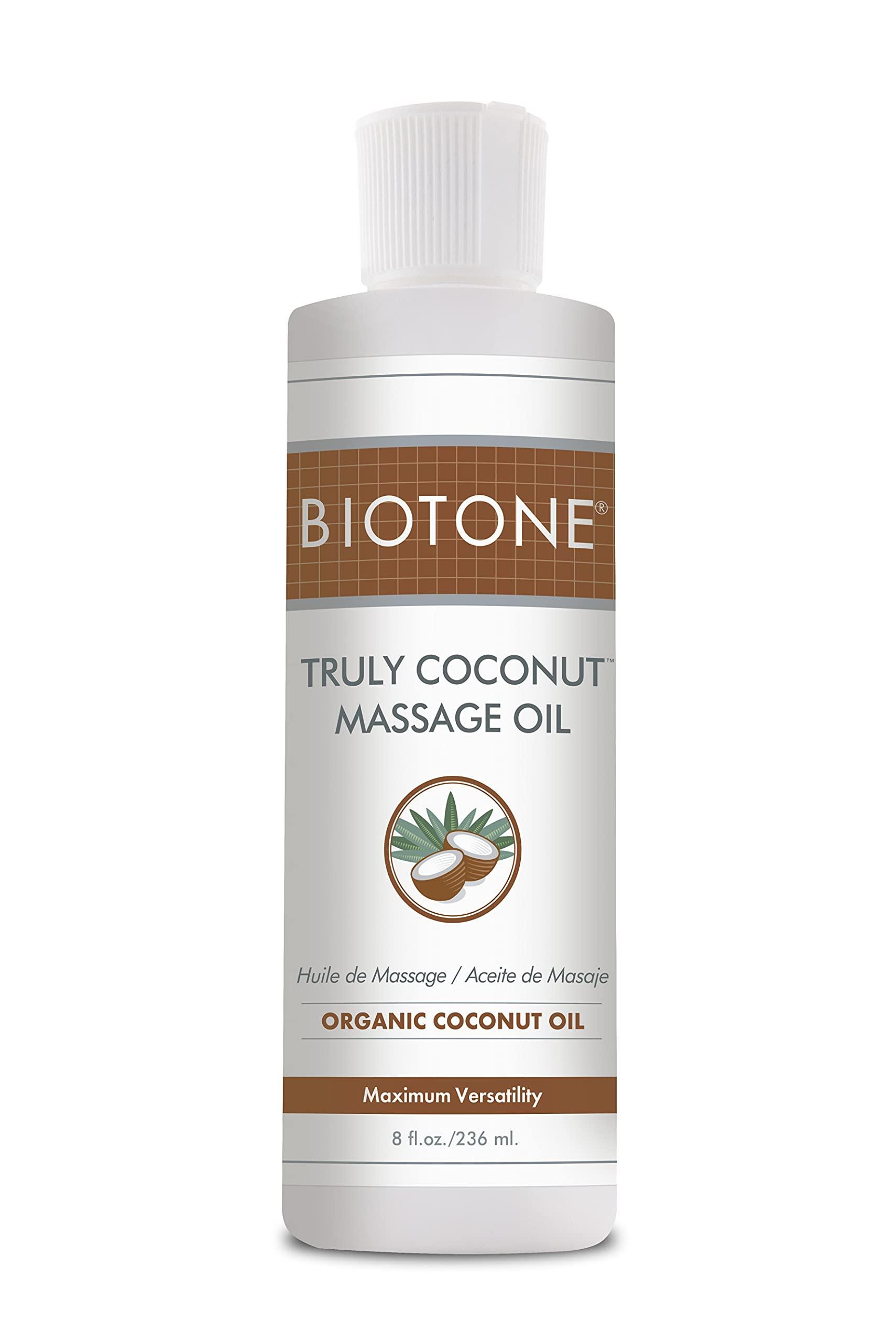 Biotone BIOTONE Truly Coconut Massage Oil with Organic Coconut Oil, Melts Away Tension and Promotes Deep Relaxation, Light, Versatile, Long-Lasting, Easy Wash-Out, Can Also Use as a Bodycare Oil