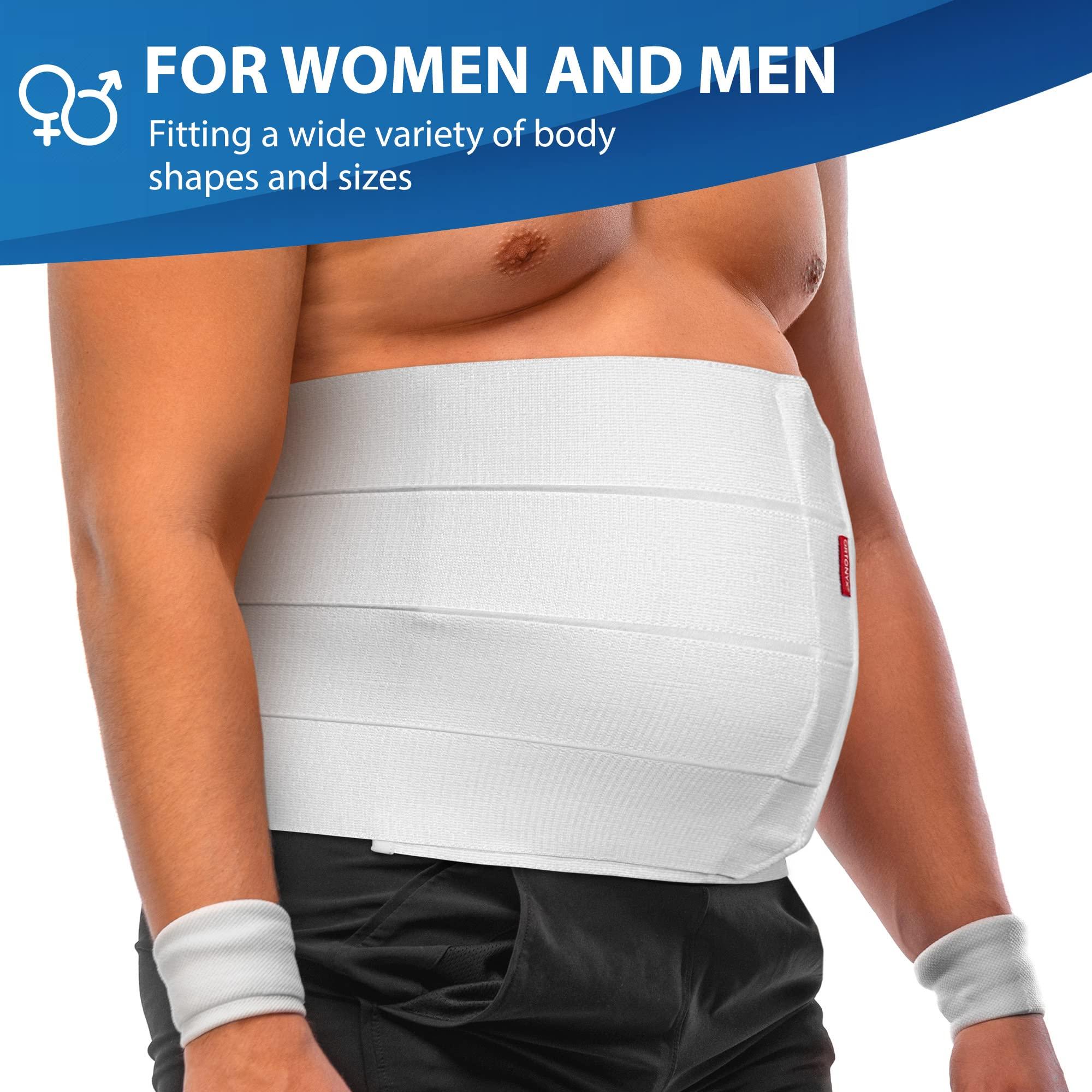 ORTONYX ORTONYX 12\" Wide Abdominal Binder for Men and Women/Postpartum Postoperative Postsurgery Belly Compression Wrap / 524012 White XL Plus Size