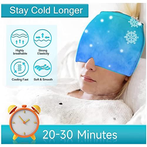 EEUK Headache Hat for Migraine Hot and Cold, Compressed Ice Head Wrap Wearable Strechable & Flexible Cold Hot Therapy for Tension Headache Relief, Puffy Eyes, Sinus & Stress Relief(Color:Purple)