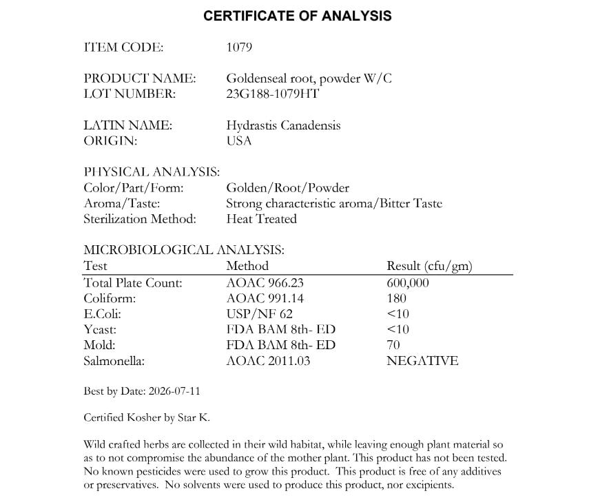 Calaherb Calaherb Goldenseal Root Powder 50 g / 1.76 oz