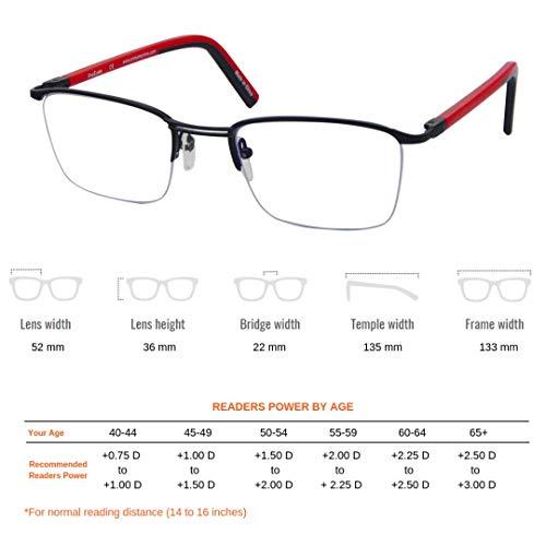 ProEyes ProEyes Attitude 3, Progressive Multifocus Reading Glasses, Anti Blue Light Resin Lens, Zero Magnification on Top Lens (Rectangular Black, up+0.00,down+1.50)