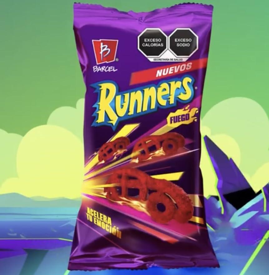 SENOR BANANA Runners Fuego Barcel mexican chips. 5 bags of 62g bags each