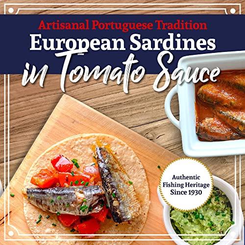 Santo Amaro Santo Amaro - Authentic European Sardines in Tomato Sauce from Puree, Hand-packed Canned Sardines in Tomato Sauce from Portugal, Wild Caught Portuguese Sardines, 23g Protein, Paleo, Dash, Pack of 3