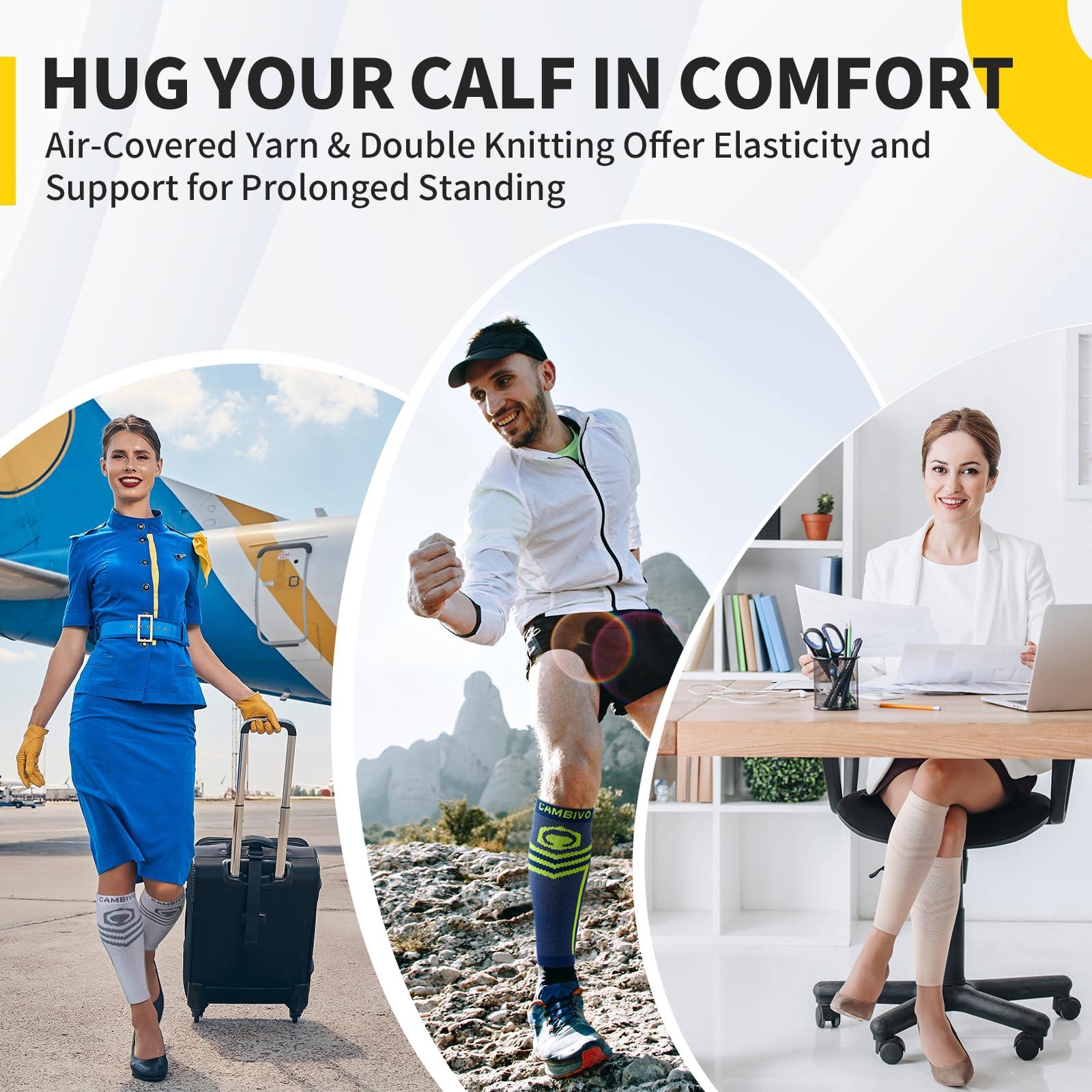 CAMBIVO CAMBIVO Calf Compression Sleeve Men & Women- Shin Splint Brace Support for Legs Pain Relief, Varicose Vein Treatment