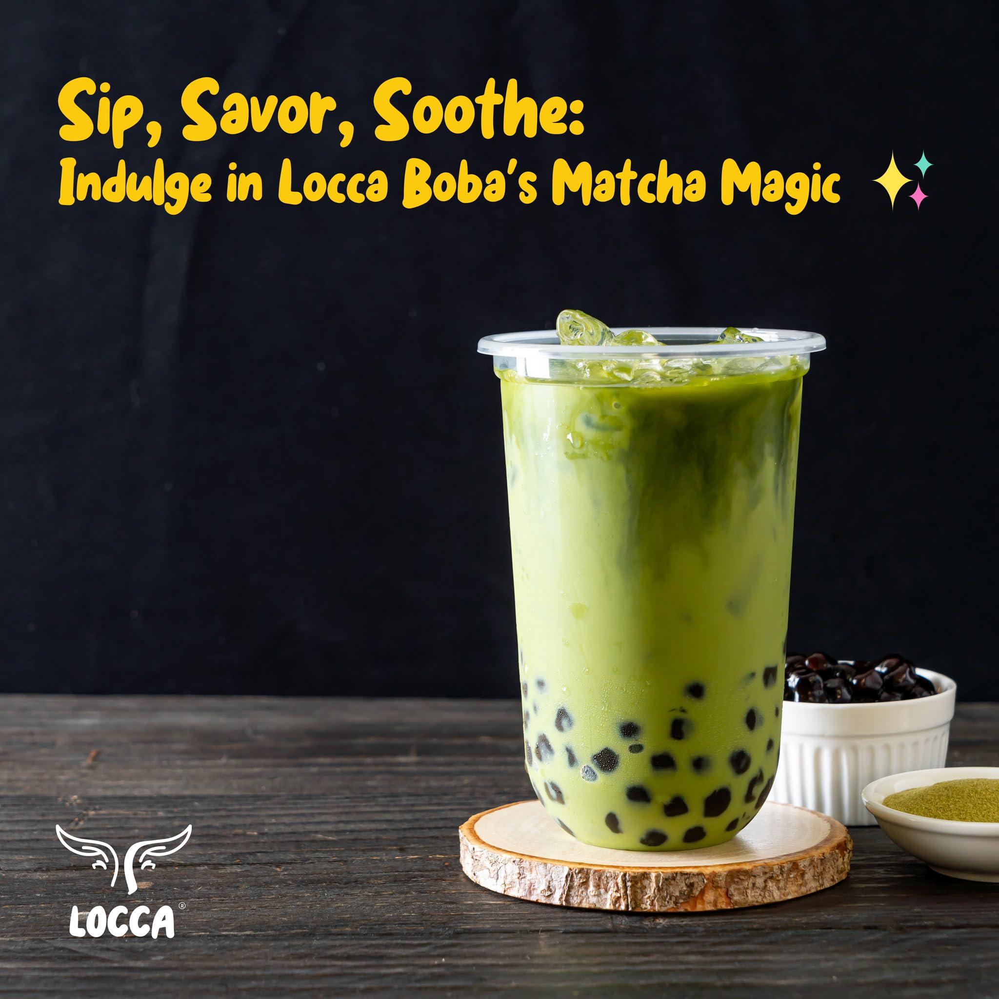 LOCCA Premium Matcha Kit with Matcha Powder and Tapioca Pearls | Matcha Set Bubble Tea Kit with Matcha Powder | Matcha Starter Kit for 8 Servings