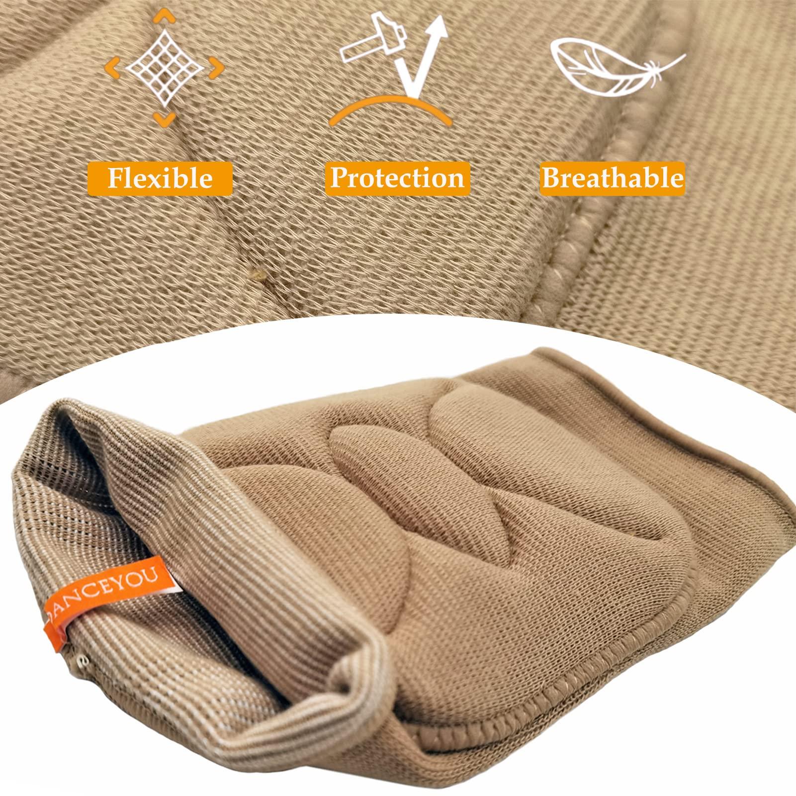DANCEYOU DANCEYOU Dance Knee Pads Thick Soft Sponge Volleyball Knee Brace for Big Kid Teen Adults Workout Knee Protector Football Pole Dance Yoga Tennis Running, Tan, L