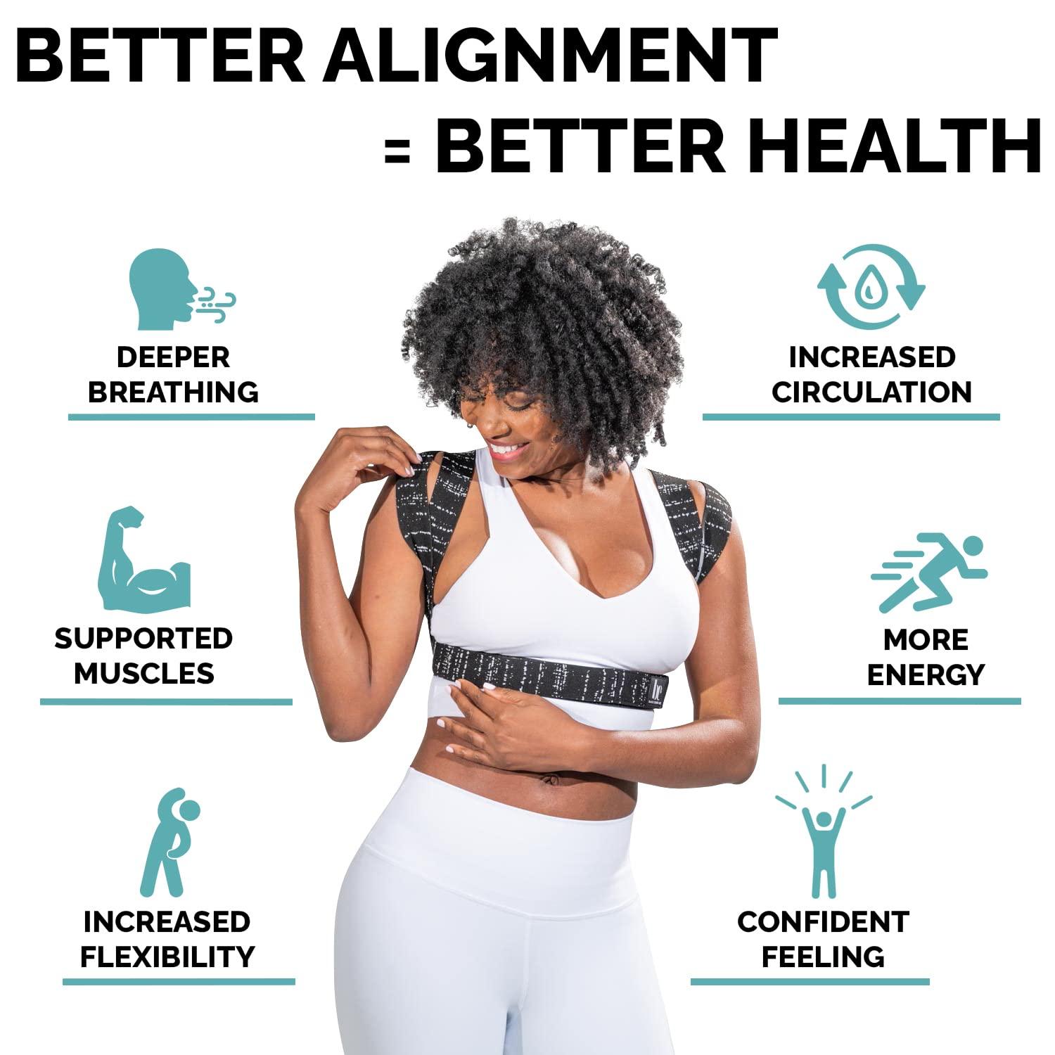 BackEmbrace BackEmbrace Posture Corrector for Women and Men - Made in USA - Slim and Adjustable Shoulder Brace - Back Brace for Back Pain Relief - Black Drizzle Large