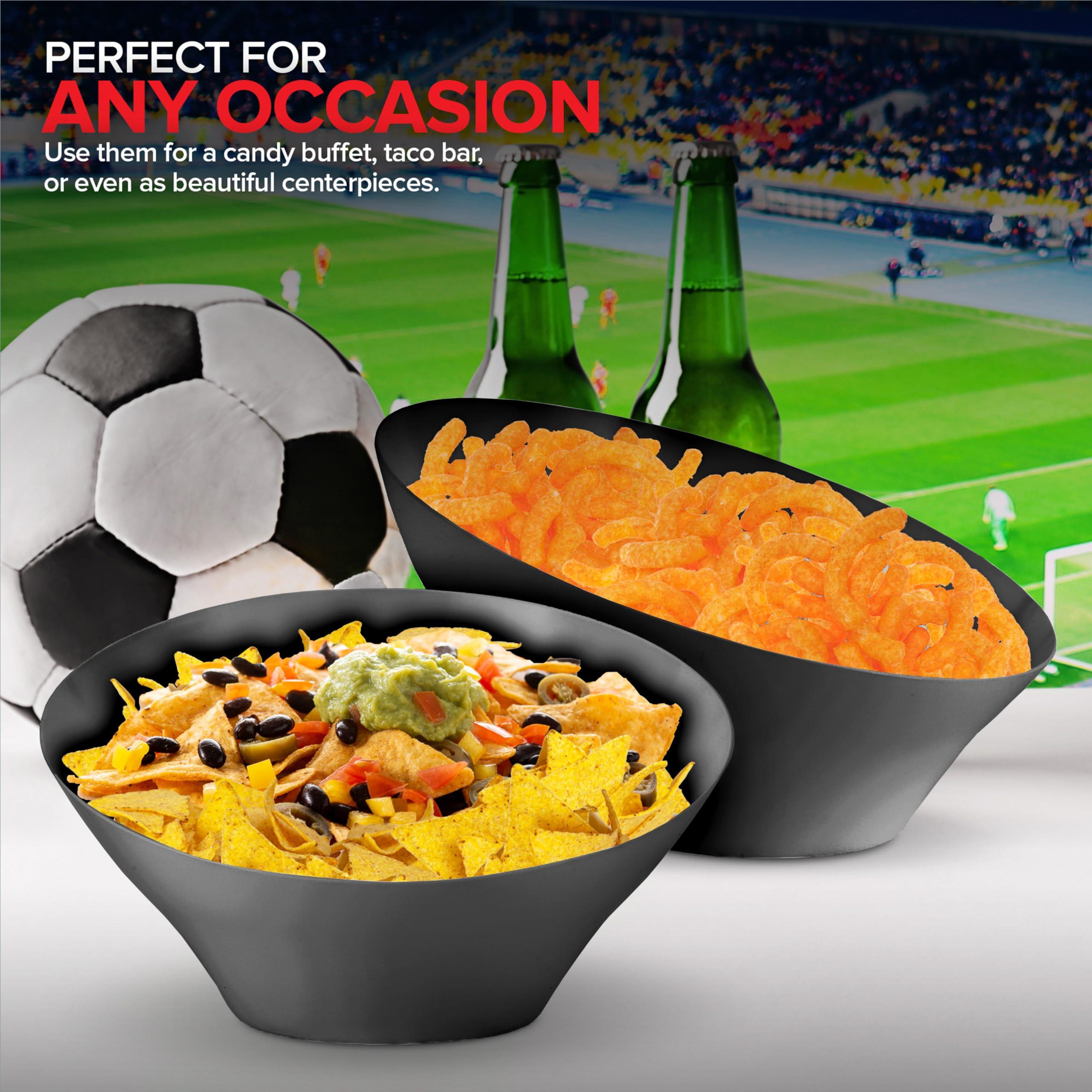 Stock Your Home 54oz Black Plastic Serving Bowls (4 Pack) Large Disposable Snack Bowl Candy Dishes, Buffet Containers, Chips, Popcorn, Snacks, Punch, Salad Bar, Parties, Office Desk, Bridal Shower, Party Supplies