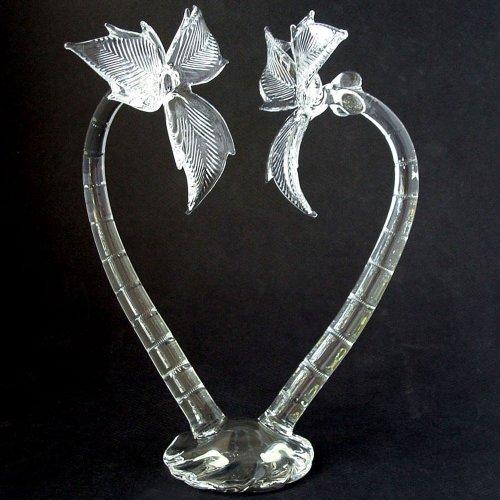 Prochaska Gallery Hand Blown Glass Palm Tree Heart Wedding Cake Topper Crystal