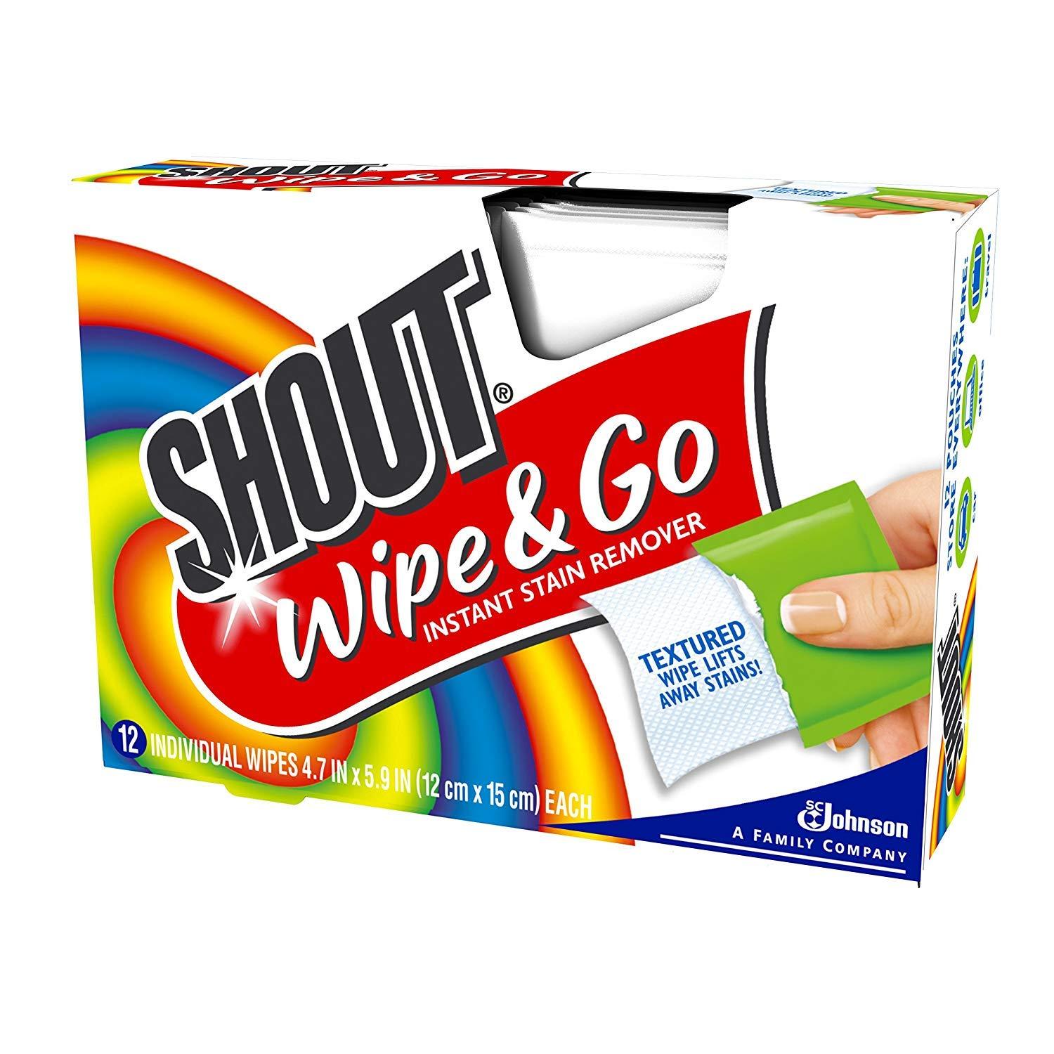 SHOUT Shout Wipe & Go 12Ct Wipes 4 Pack, Multicolor,12 Count (Pack of 4)