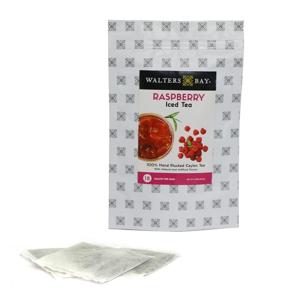 Walters Bay Walters Bay Raspberry Iced Tea, 18 Count, Gallon Sized Tea Bags, Wholesale Ceylon Tea, Unsweetened, Raspberry Flavored, 100% Hand Plucked, Black Tea