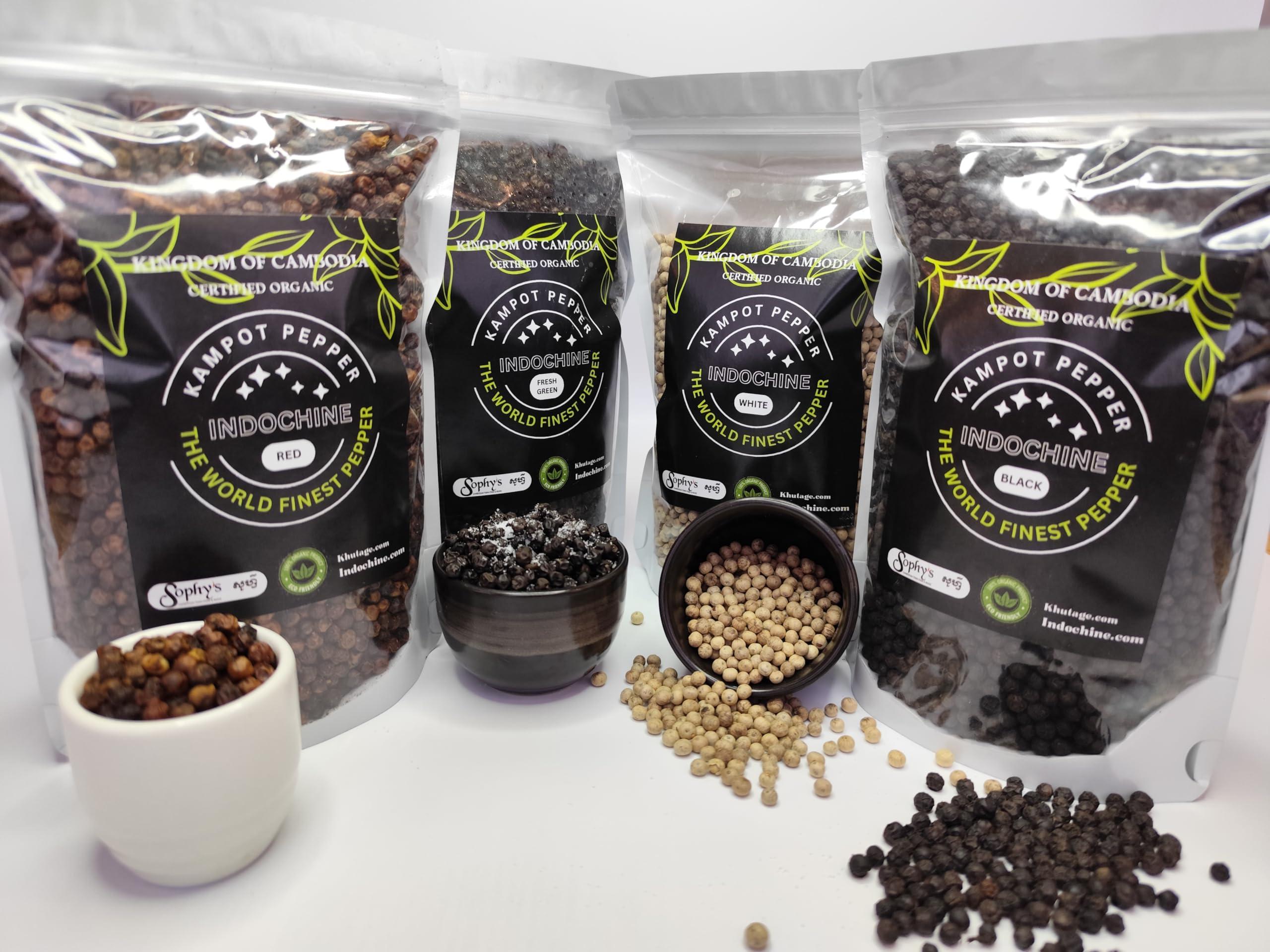 Kampot Pepper Organic Kampot Pepper - Rare Cambodian Peppercorns Red 4 Ounce